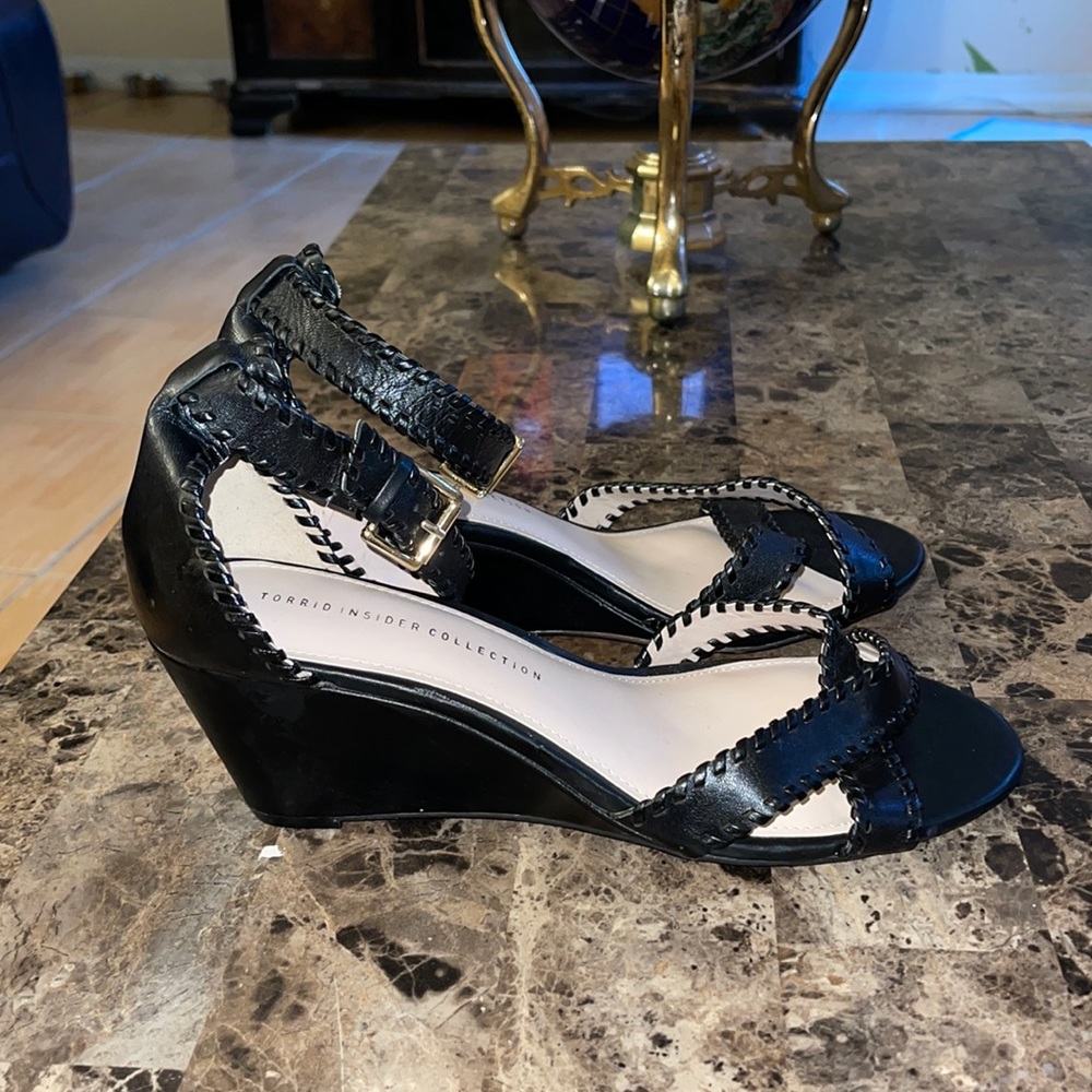 Black wedge sandals
